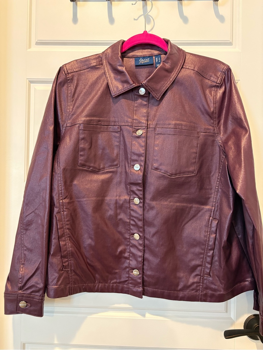 Denim&Co Women's Metallic Jacket in Plum